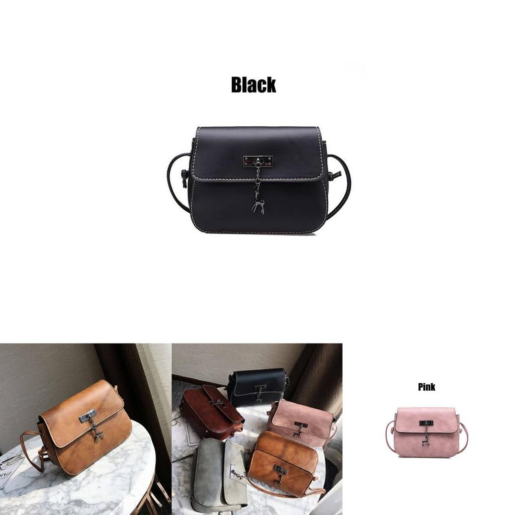 European And American Retro Style Small Saddle Bag With Deer Pendant Pu Shoulder Bag