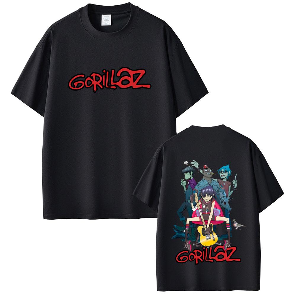 2025 Summer Rock Band Gorillaz Graphic Men Women Hip Hop Gothic Pop Music 100 Pure Cotton Printed High Quality Tshirt Tops