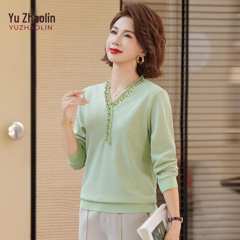 YUZHAOLIN Women s Rhinestone Long-Sleeve T-Shirt 3XL