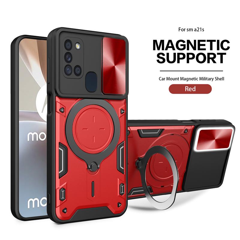 For Samsung A21S Case Magnet Holder Ring Armor Phone Case For Samsung Galaxy A21S A 21S A21 S Slide Camera Protect Back Cover