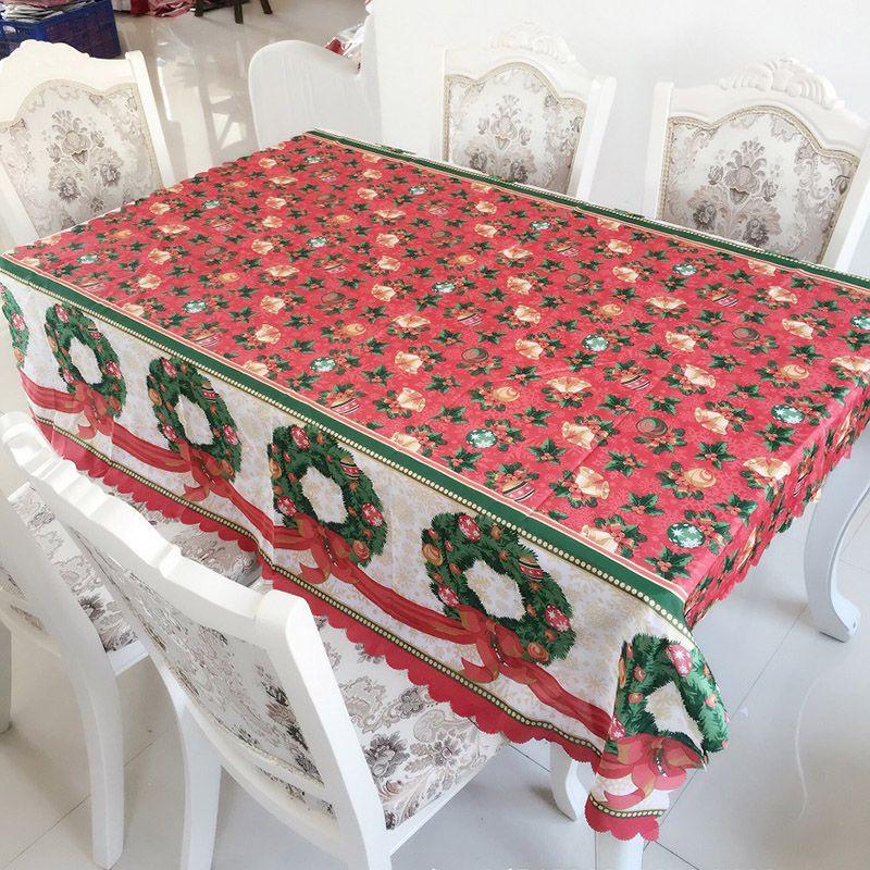 Premium Santa Christmas Red Tablecloth Crafted From High-quality Polyester Fabric For Festive Dining