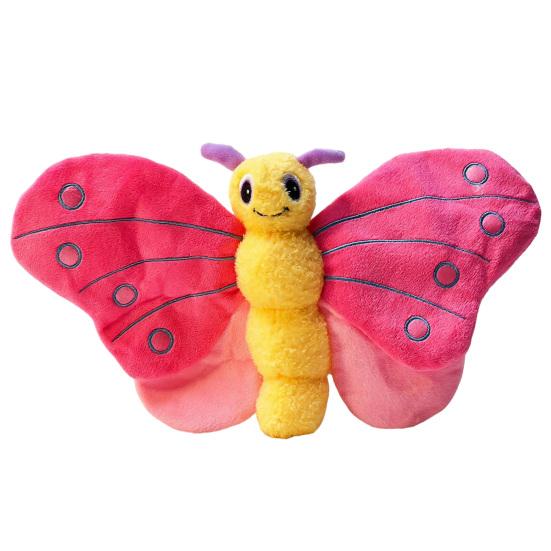 Plush Butterfly Dog Chew Toy with Squeaker Crinkle Paper Stuffed Animal Teething розовый