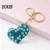 Zinc Alloy Key Ring Sparkling Rhinestone Love Heart Keychain , Car Purse Decoration Ring, Handbags Backpacks Charm Accessory, Gift for Women