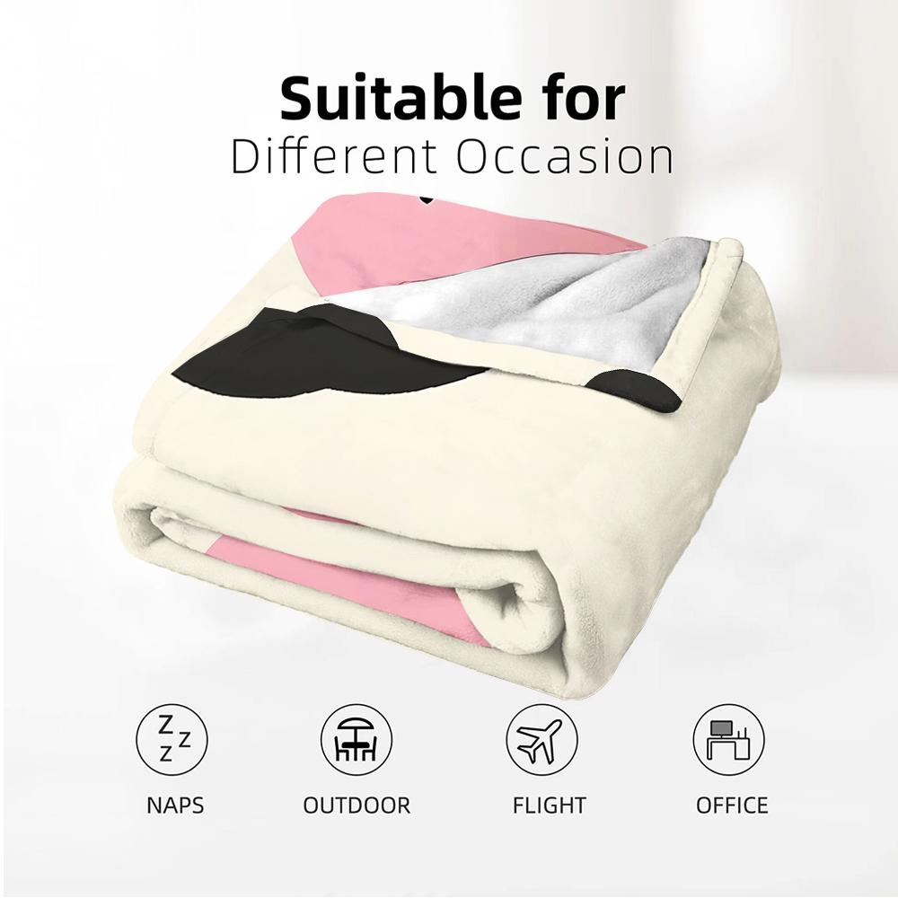 Cow Spot Close Up Face Cartoon Anime Print Flannel Blanket Soft Warm Throw for Kids Bedroom Sofa Christmas Office Car