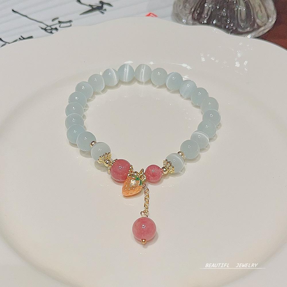 Sweet Fashion Creative Natural Stone Crystal Pearl Bracelet Light Luxury Niche National Wind Couple Bracelet Jewelry Women