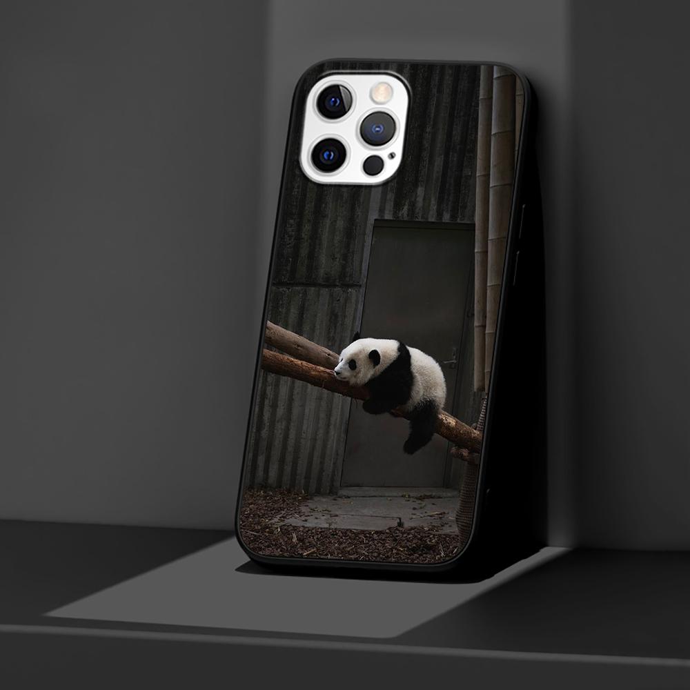 Chinesische Bär Panda Hülle für Apple iPhone 14 11 13 12 Pro Max XR 7 8 + SE 2020 XS 6 6s Plus 5 5s Schwarz Silikon Handyhülle Coque