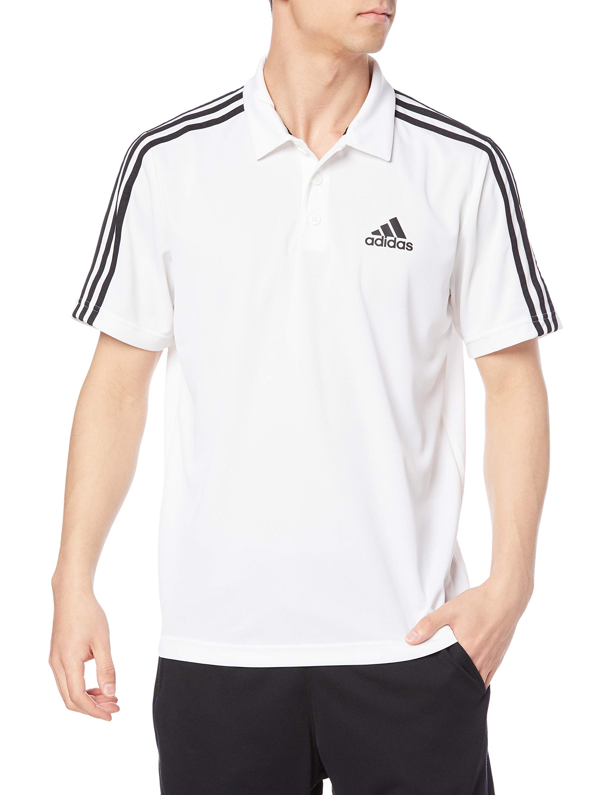 

Adidas Train Essentials Пике Тренировочное поло Белое Размер L Футболка с 3 полосками, Мужская, (GM2138), (BXH46)