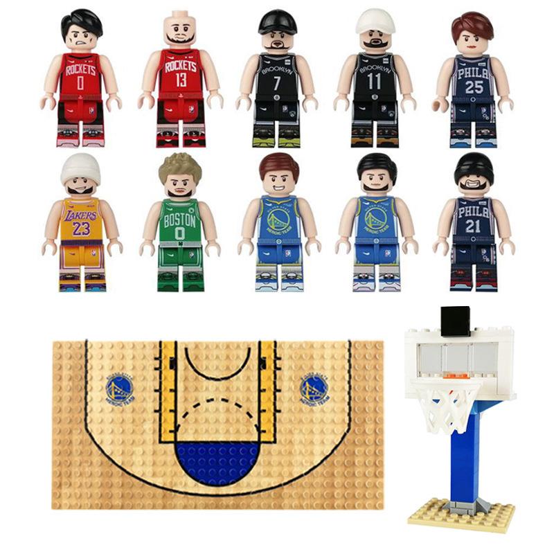 Set da Pallacanestro Blocchi da Costruzione Canestro da Pallacanestro Base per Campo da Pallacanestro Giocattolo a Particelle Piccole Sacchetto