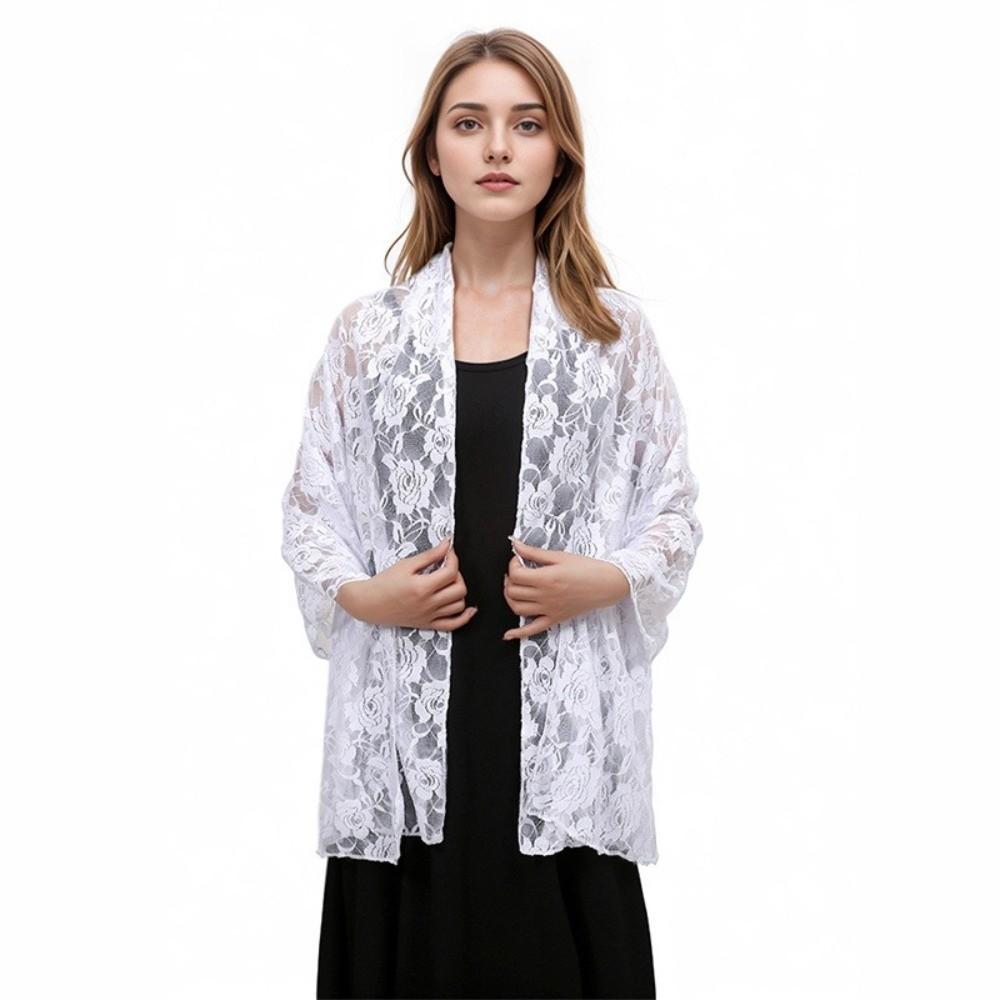 Solid Color Lace Scarf Elegant Hijab Shawls Versatile Hijab Veil  Women Wear