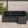 VidaXL Ensemble de jardin de 4 pièces avec coussins en poly rattan noir 3346703