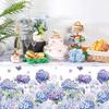 Peryiter 3 Pcs Spring Hydrangea Plastic Tablecloths Watercolor Flower Butterfly Tablecloth Disposable Table Cover Floral Table Cloth for Easter