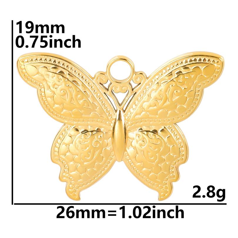 6pcs Gold Plated Butterfly Charms For Jewelry Making Bulk Stainless Steel Pendants Animal Dragonfly Cattle Peacock DIY Connector