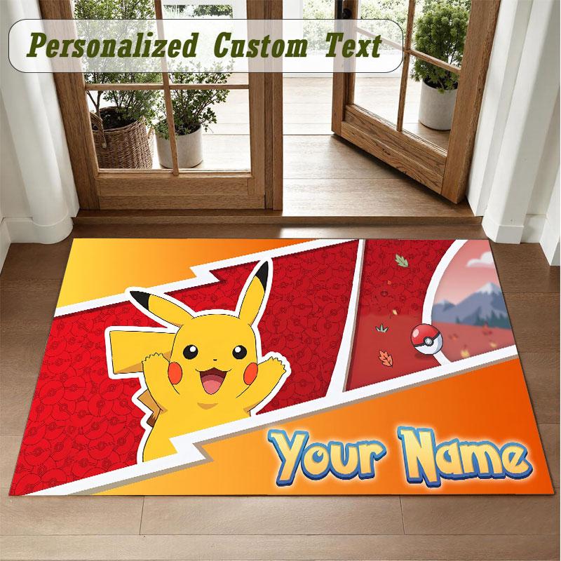 Crystal Velvet Square Rug Custom NamePokémon Pattern Non Slip Home Floor Decor Rug