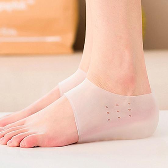 1 Pair Shoe Insoles Concealed Height Increase Silicone Non-deformable Stretchy Heel Cushion Inserts for Daily Use