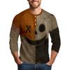 Men's Halloween Printed  Collar Three-Quarter Sleeve