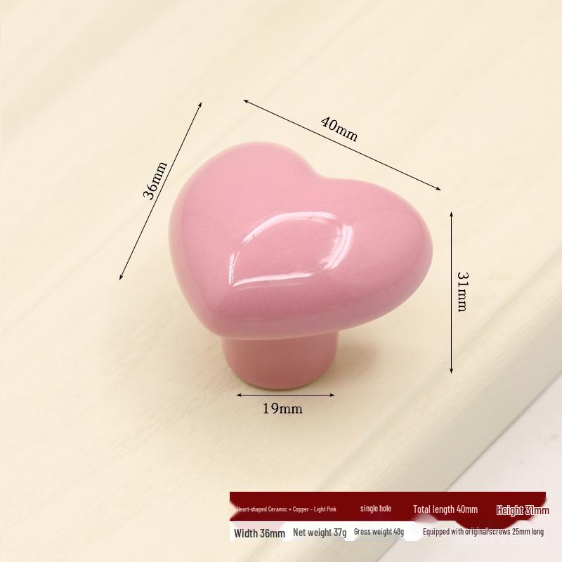 Colorful Heart-Shaped Ceramic Drawer Handle