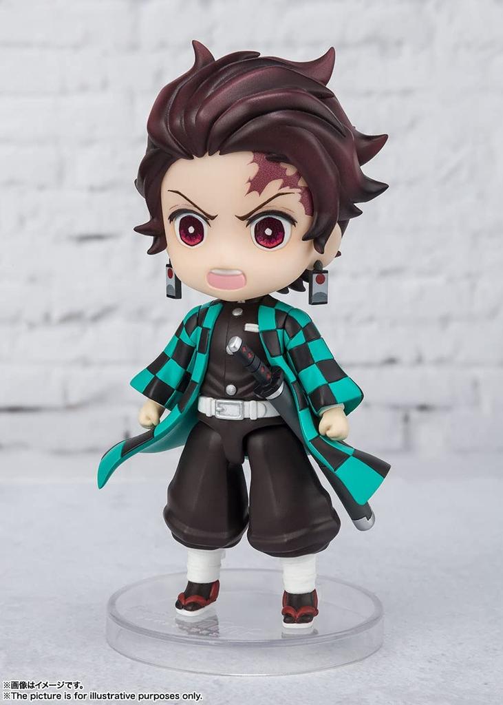 TAMASHII NATIONS Figuarts Mini Demon Slayer: Kimetsu No Yaiba Tanjiro Kamado Water Breathing, Approximately 90mm, PVC & ABS Painted Action Figure