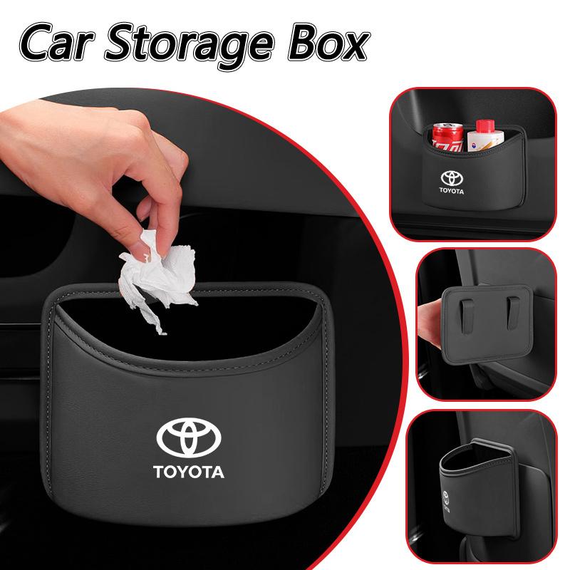 PU Leather Car Door Trash Can Auto Hanging Rubbish Storage Bag For Toyota Avalon Verso Fortuner 4Runner Highlander Land Cruiser