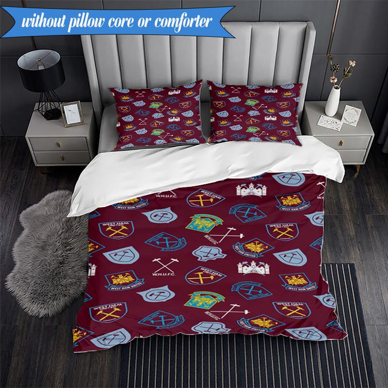 Football Club Emblem 3pcs K-pop music group Bedding set,Ideal for Bedroom, Dormitory,Including Duvet Cover And 2pcs Pillowcases,Fan gifts