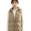 Herfst en winter dames effen kleur glanzende mode capuchon winddicht verdikte warme damesvestjas 5 kleuren