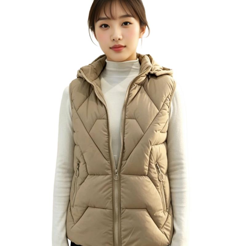 Herfst en winter dames effen kleur glanzende mode capuchon winddicht verdikte warme damesvestjas 5 kleuren