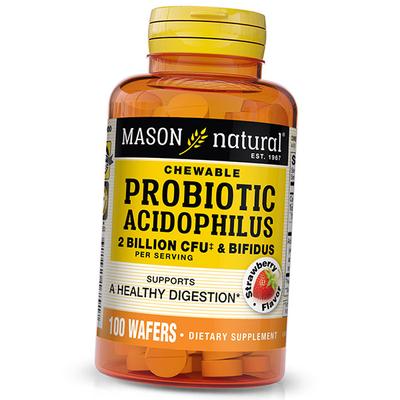 Acidophilus probiotico, acidophilus probiotico masticabile con bifidus 2 miliardi, 100 compresse Fragola (69529004)