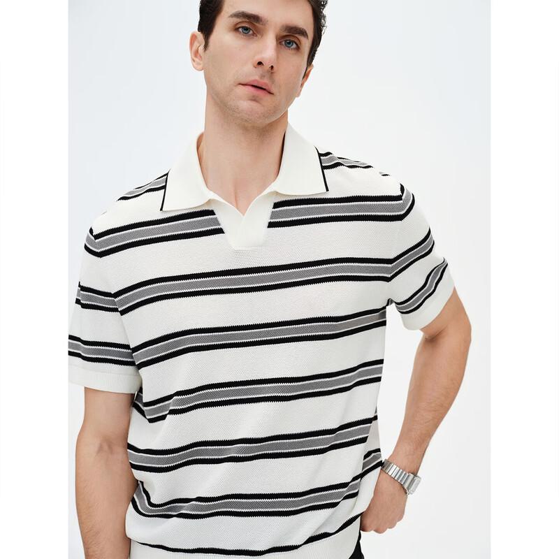 GIOVANNI VALENTINO Men s Striped Cooling Knit Polo Shirt L