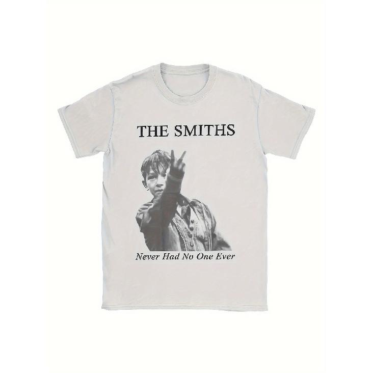The Smiths Never Had No One Ever Herren Vintage Band T-Shirt - Morrissey Songtext & Ikonischer Logo-Print, 100% Entspannte Passform Kurzarm-T-Shirt, Weiß mit S schwarz