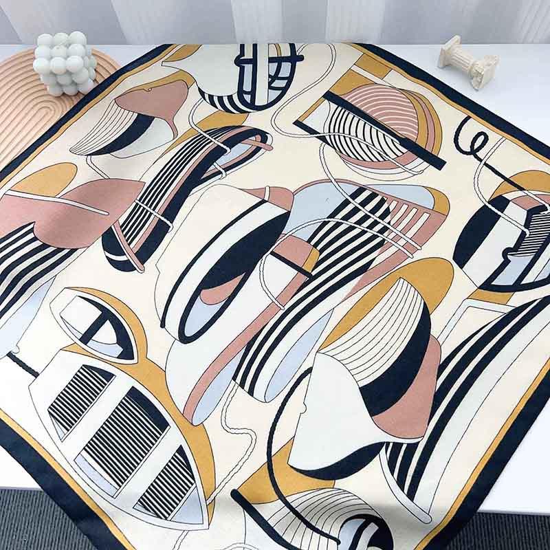 Autumn and winter new French art simple small square scarf blue scarf women's fashion commuting versatile striped silk scarf women