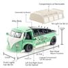 1/32 Scale Bus Transporter Model Car with Surfboards Convertible Camping Van, Zinc Alloy Pull Back Toy Car with Sound and Light for Kids Gift