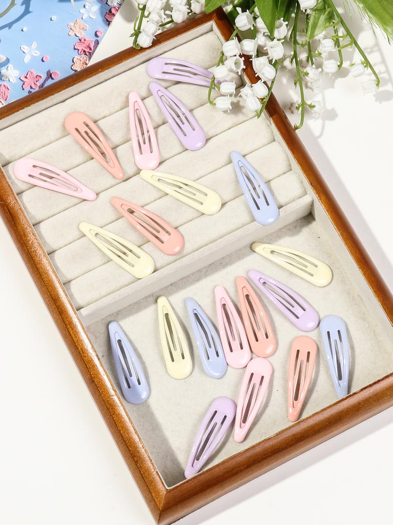 12/20Pcs Colorful Metal Snap Hair Clips 2 Inch Black Barrettes for Women Styling Non-Slip Waterdrop BB Hairpins Accessories