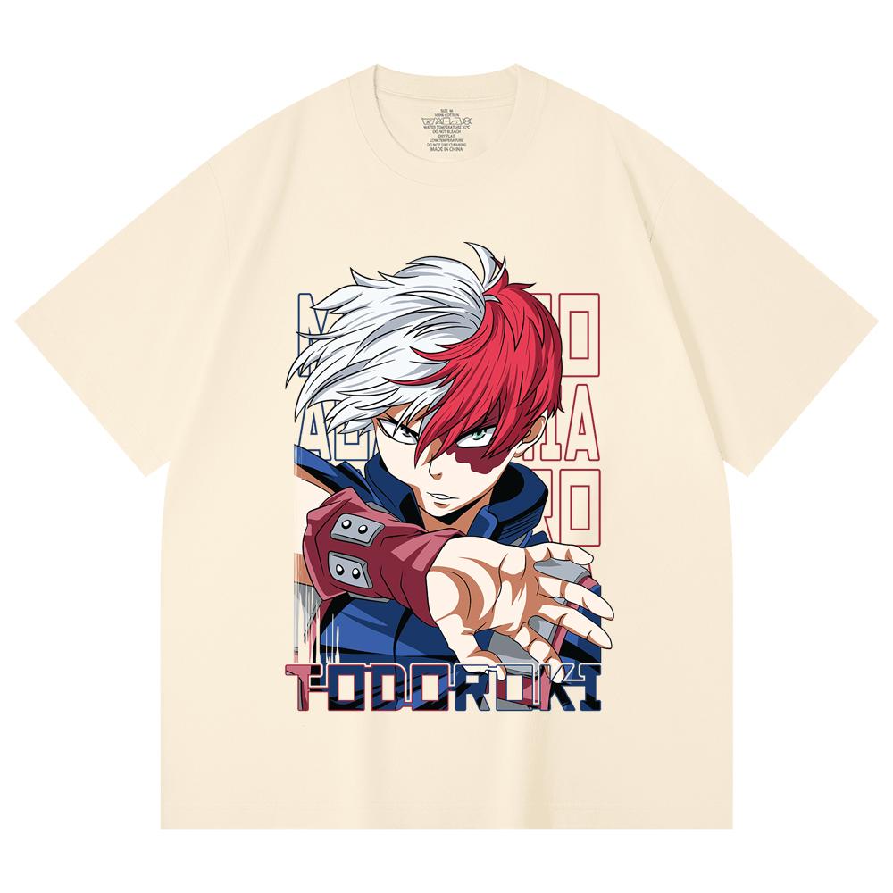 

230 Gsm 100% Cotton My Hero Academia V18 Todoroki Print Unisex Heavy Cotton T Shirt XS абрикосовый