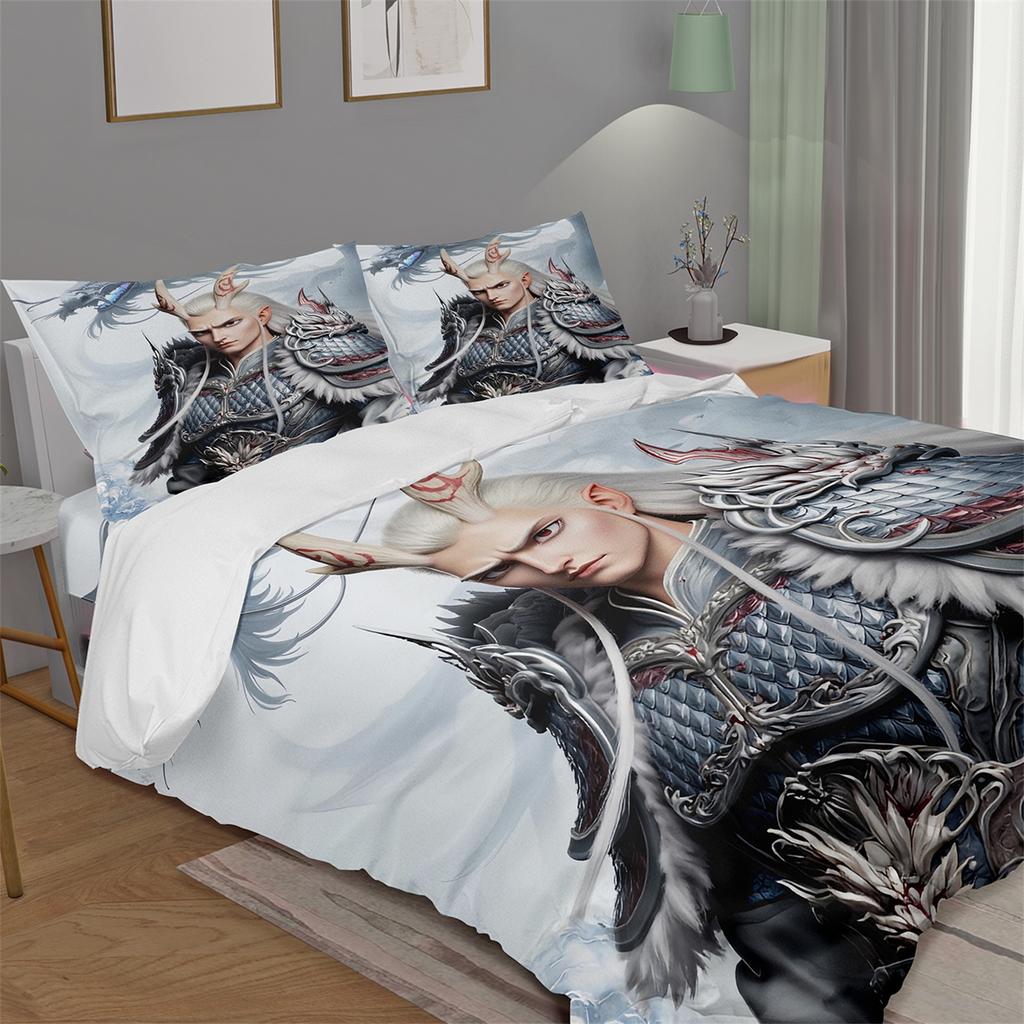 3D printed high-end Nezha style trendy down comforter bedding set, children's adult bedding set, zipper pillowcase bed set, doub