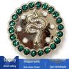 Green Gemstone Snake Flower Metal Shoe Buckle Accessories