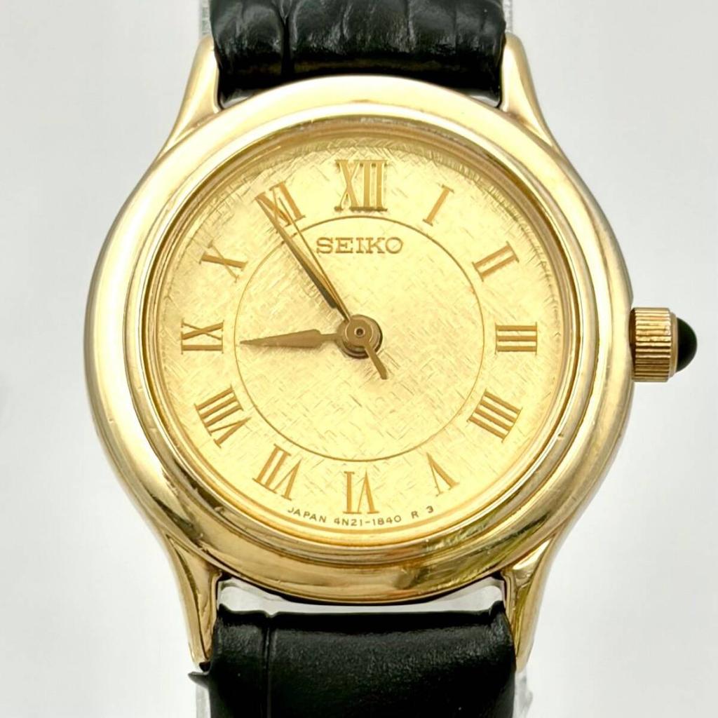 SEIKO Watch Gold Roman Numerals 850216 New Strap [New Battery] Ladies' 4N21-0511