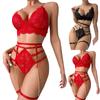 Fun Lingerie Sexy Women's Lace Pattern Hollowed Out Chain Seductive Lingerie Set