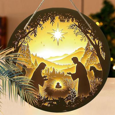 Holy Night Nativity Scene Pendant, Decoration of Home Walls or Doors, 2d Flat Wooden, Christmas Decoration, Gifts for Friends and Family