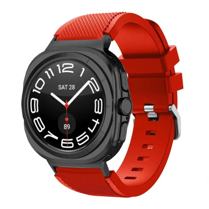 Silicone Strap For Samsung Galaxy Watch Ultra 2026 47mm Stripe Texture Replacement Band For Samsung Watch 8/8 Classic Accessory