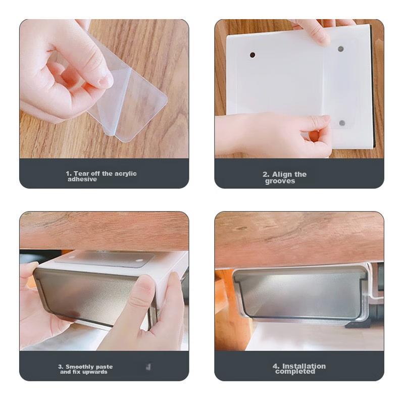 Jinlongxing Under-Desk Hidden Drawer Storage Box for Office Desk Supplies Organization, Student Pencil Holder And Storage Container