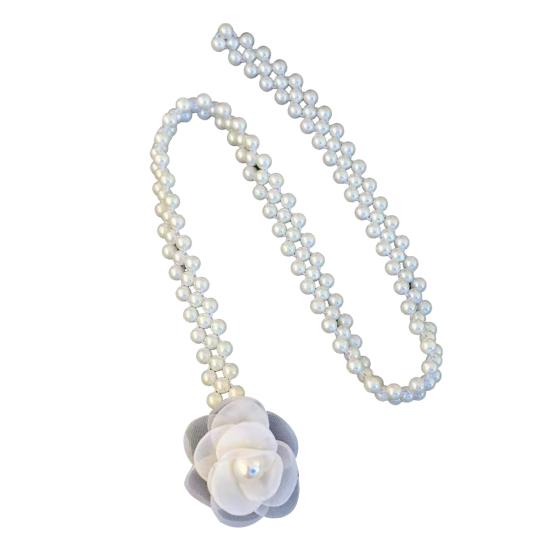 

Waist Chain Imitation Pearls 3D Chain Adjustable Fit Flower Decor Waist Retro Dress Waist Belt Special белый