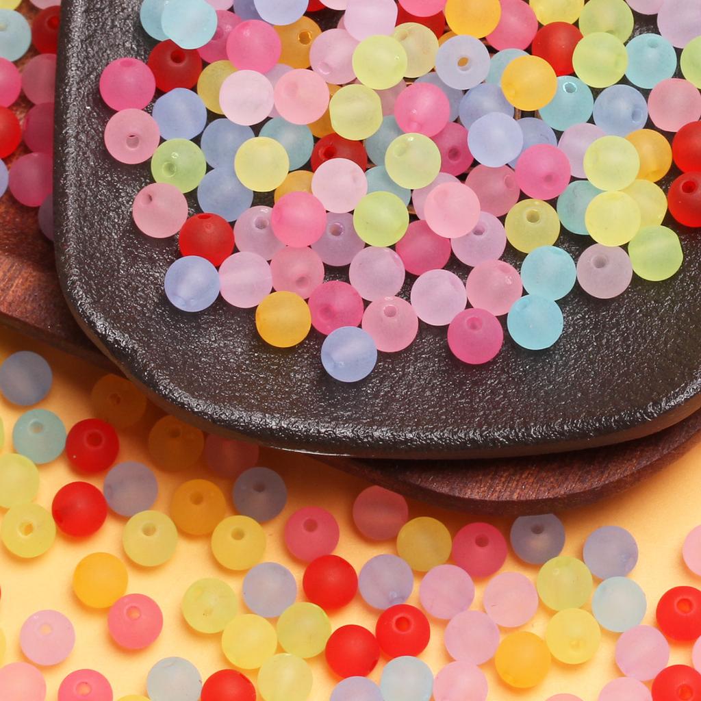 200PCS Acrylic DIY Crafts Frosting Round Beads For Jewelry Making Accessories Findings Fashion Handmade