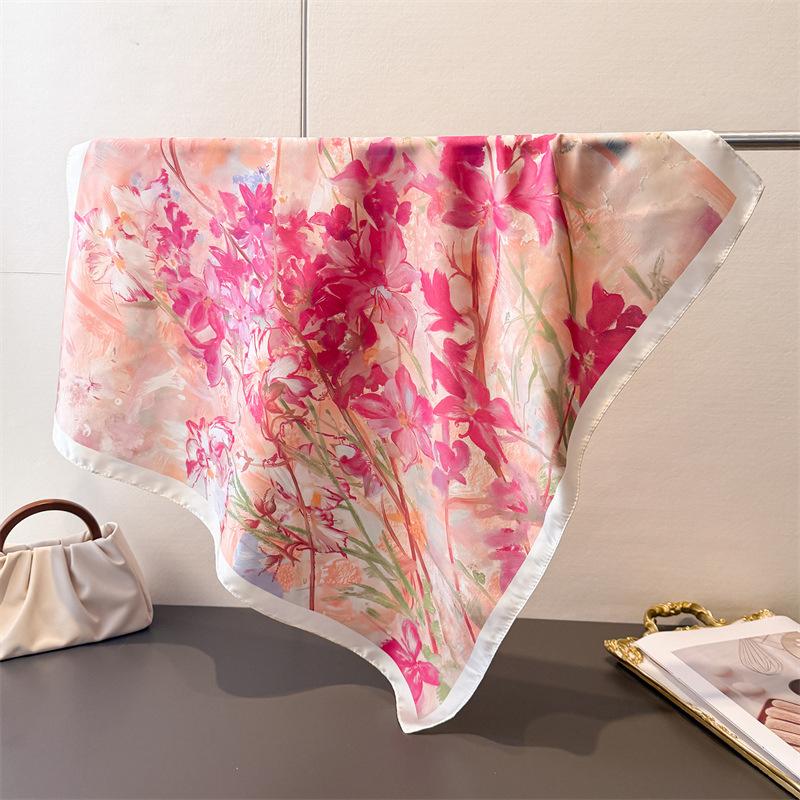 2026 New Fashion 70X70cm Printed Women's Scarf Silk Scarf Square Shawl Decorative Headband Neck Luxury Design Bandana
