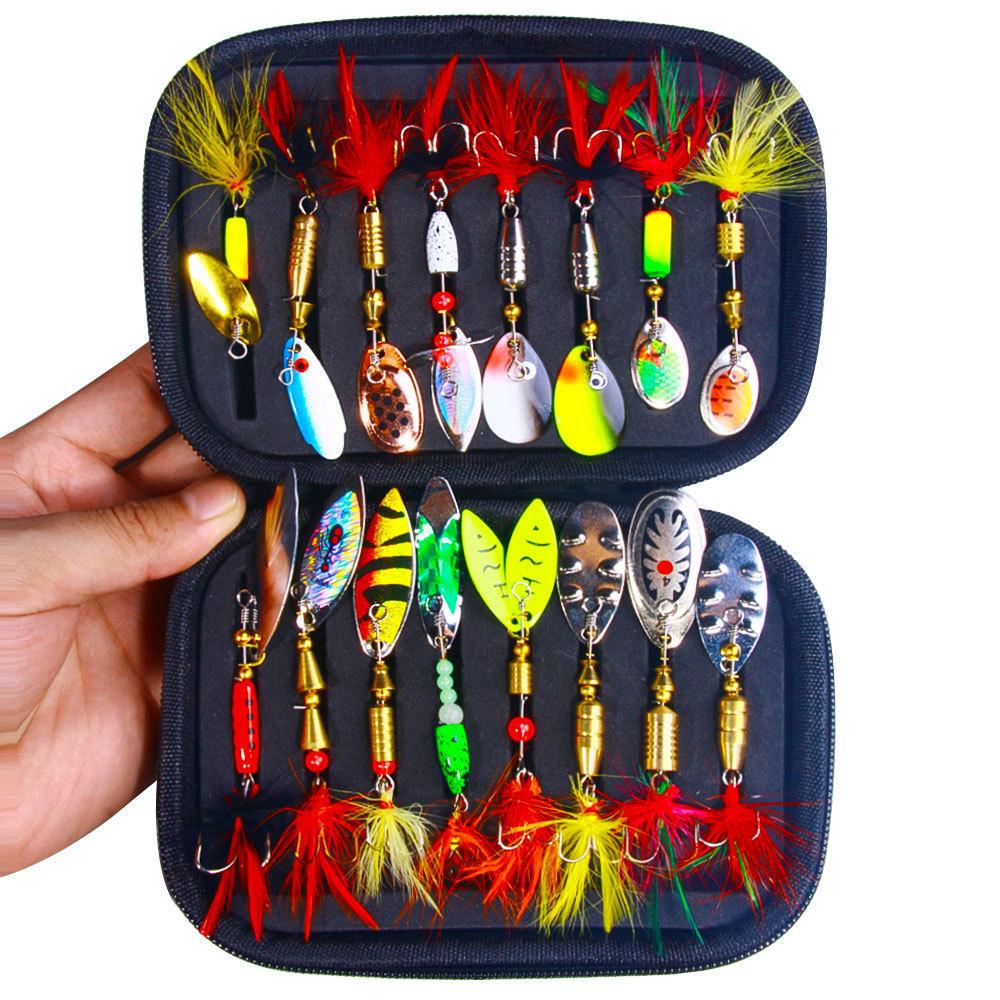 Rotating sequin lure set16pcsNoise-making boxed fishing bait set is suitable for various waters and lure fishing a set