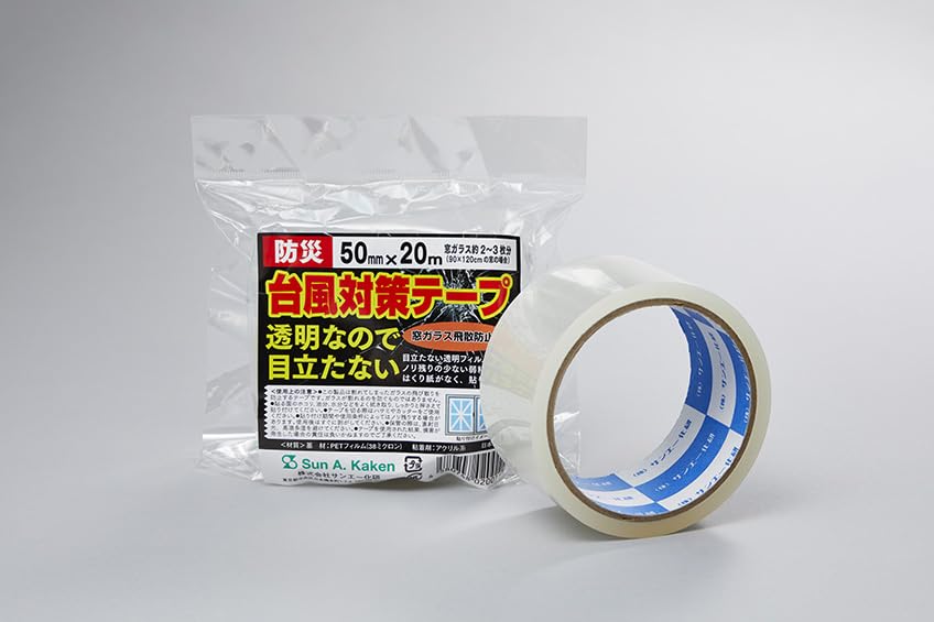 Typhoon Protection Tape, 50mm X 20m (Set of 3) - Shatterproof Window Glass, PET Film, Acrylic, Made In Japan