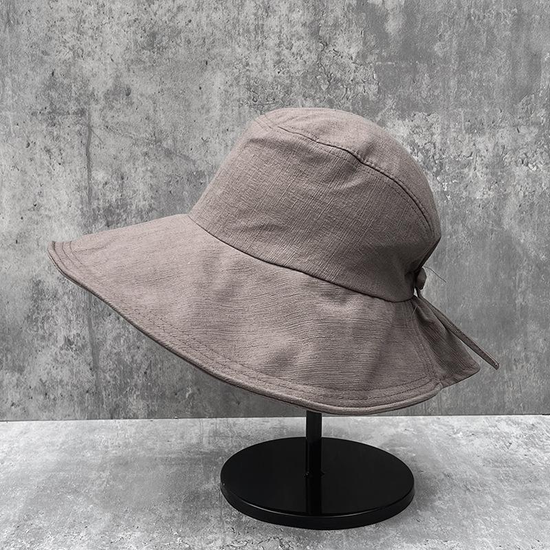 

Big Eaves Pleated Bucket Hat Women S Spring Summer Cotton And Linen Thin Breathable Versatile Casual Sunshade Sunscreen Basin Hat m (56-58cm) hat brim contains styling silk