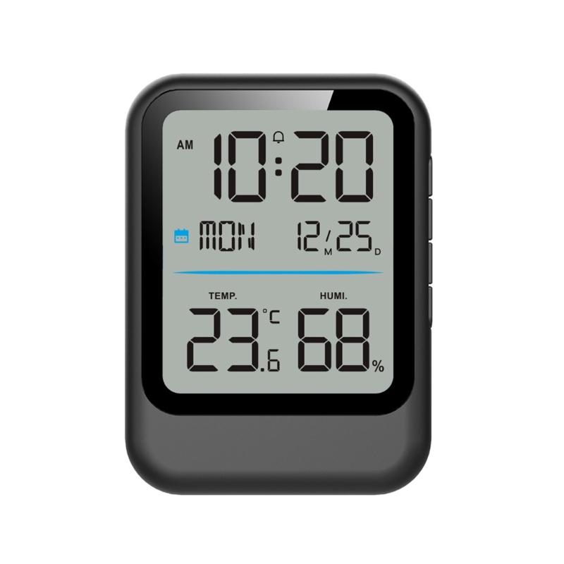 Temperature Humidity Meter Clock With 12/24H Time Format And Celsius For Home Office