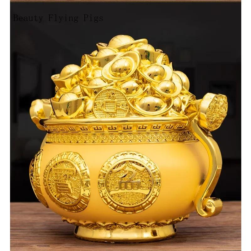 1PCS of Resin a Bucket of Gold a Piggy Bank Small Ornaments Home Decor Living Room Bedroom Foyer Decorations  Feng Shui