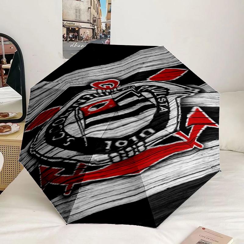 Ombrello con Emblema di Squadra di Calcio a 8 Stecche per Viaggio, Campeggio, Ombrello Leggero Portatile Casual, Essenziale per ogni Famiglia Regalo per le Vacanze