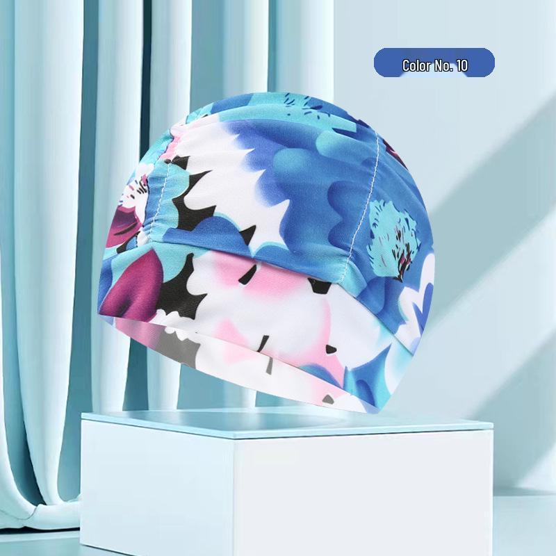 Dámská květinová plisovaná plavecká čepice nadměrné velikosti - Nepřiléhavý střih, Jednobarevná, Módní látkový design