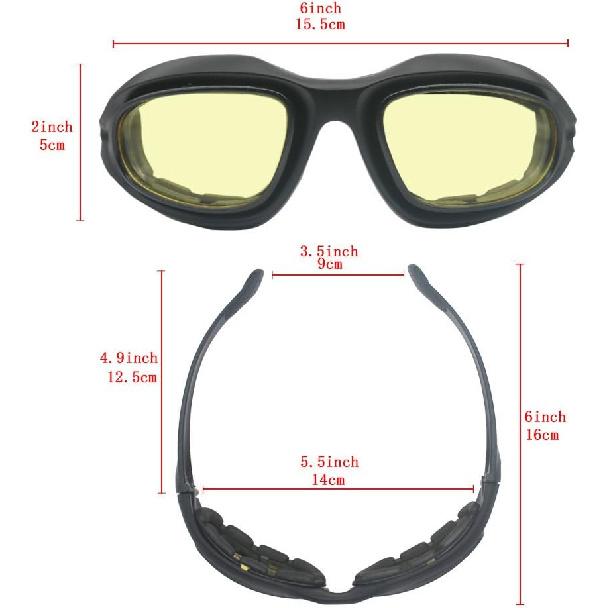 Bernard Bertha Motorcycle Riding Glasses Goggle Kit, Padded Glasses Frame with 4 Lens Kit for Outdoor Activity Sport